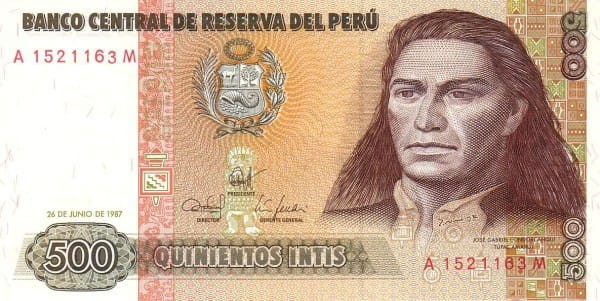 Peru 500 intis Andy 1987 P-134b
