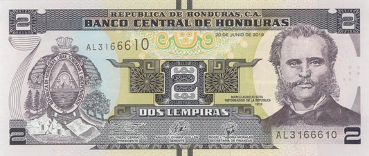 Honduras 2 lempira Marco Aurelio Soto 2019 P-97d