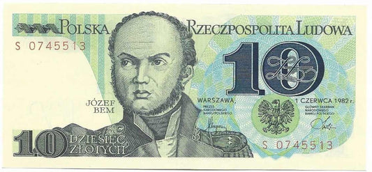 PRL 10 zł Józef Bem 1982 P-148a S
