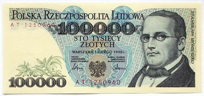 PRL 100000 zł Stanisław Moniuszko 1990 P-154a AT