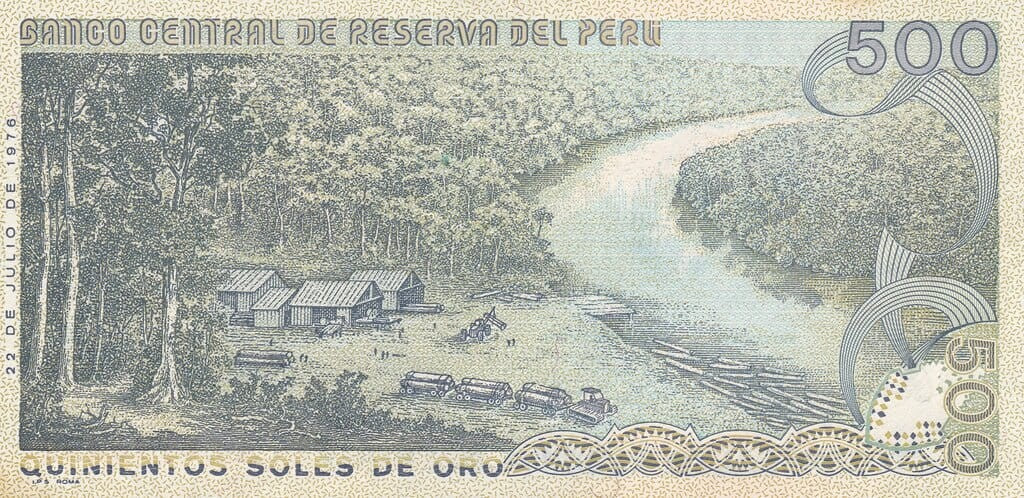 Peru 500 soles Wycinka lasu 1976 P-115