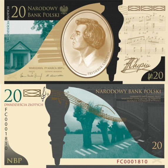 Banknot 20 zł Fryderyk Chopin 2010 65500