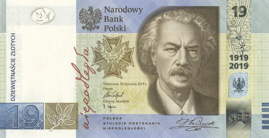 19 zł 100-lecie powstania PWPW 2019