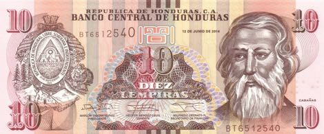 Honduras 10 lempira Cabanas 2014 P-99