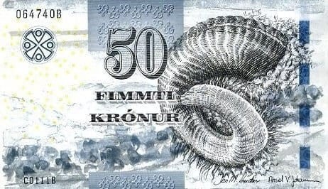 Wyspy Owcze 50 kroner Muszla 2001 P-24a