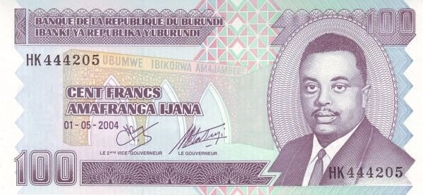 Burundi 100 franków Budowa 2004 P-37d
