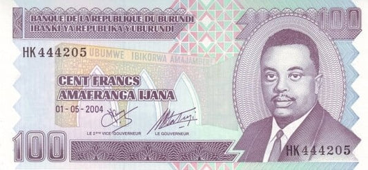 Burundi 100 franków Budowa 2004 P-37d