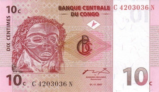 Kongo 10 centymów  Taniec Pende 1997 P-82