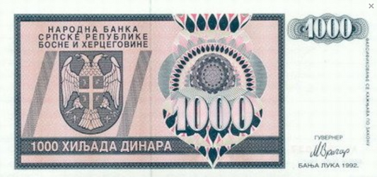 Bośnia i Hercegowina 1000 dinarów 1992 P-137