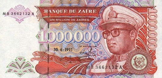 Zair 1 mln Zaires Lampart 1993 P-45